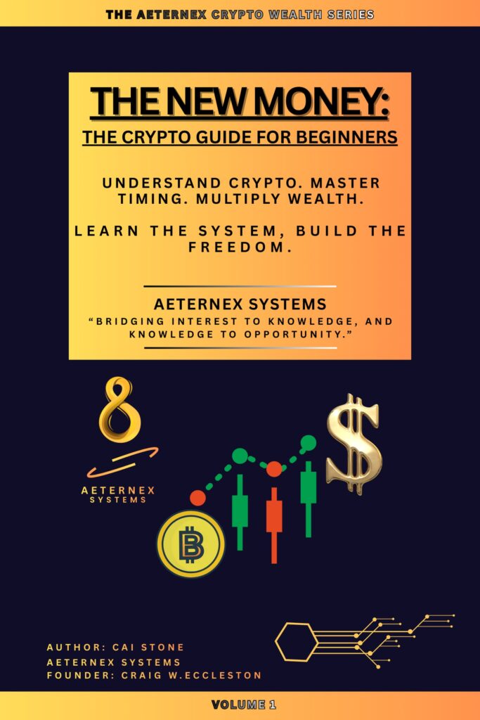 Crypto beginner book cover for The New Money: The Crypto Guide for Beginners, a simple introduction to Bitcoin, blockchain, crypto education for newcomers, and digital assets as a whole.
